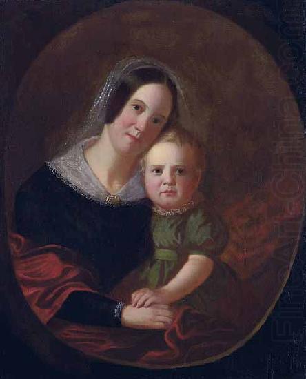 George Caleb Bingham Mrs George Caleb Bingham (Sarah Elizabeth Hutchison) and son, Newton china oil painting image